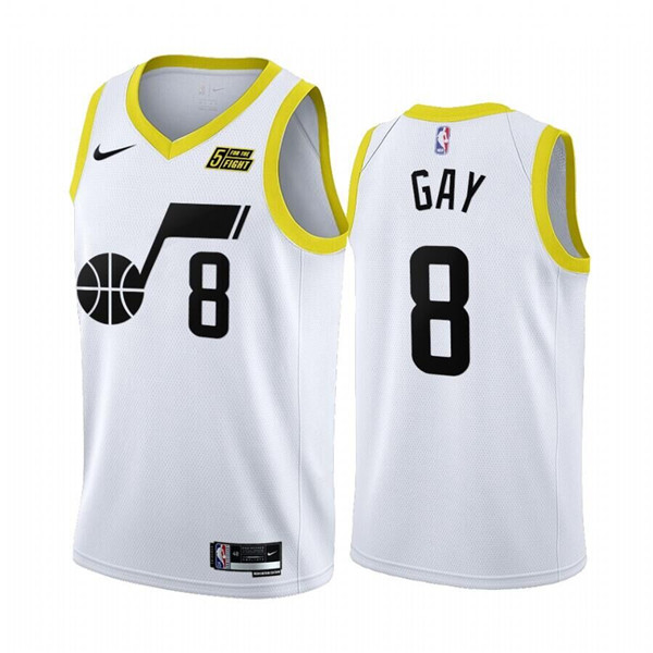 Men's White Utah Jazz #8 Rudy Gay 2022/23  Association Edition Stitched Basketball Jersey
